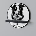 BORDER COLLIE Round Art Shelf In Black Finish