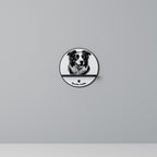 BORDER COLLIE Round Art Shelf In Black Finish