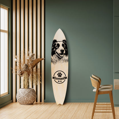 BORDER COLLIE Painel Decorativo Prancha de Surf