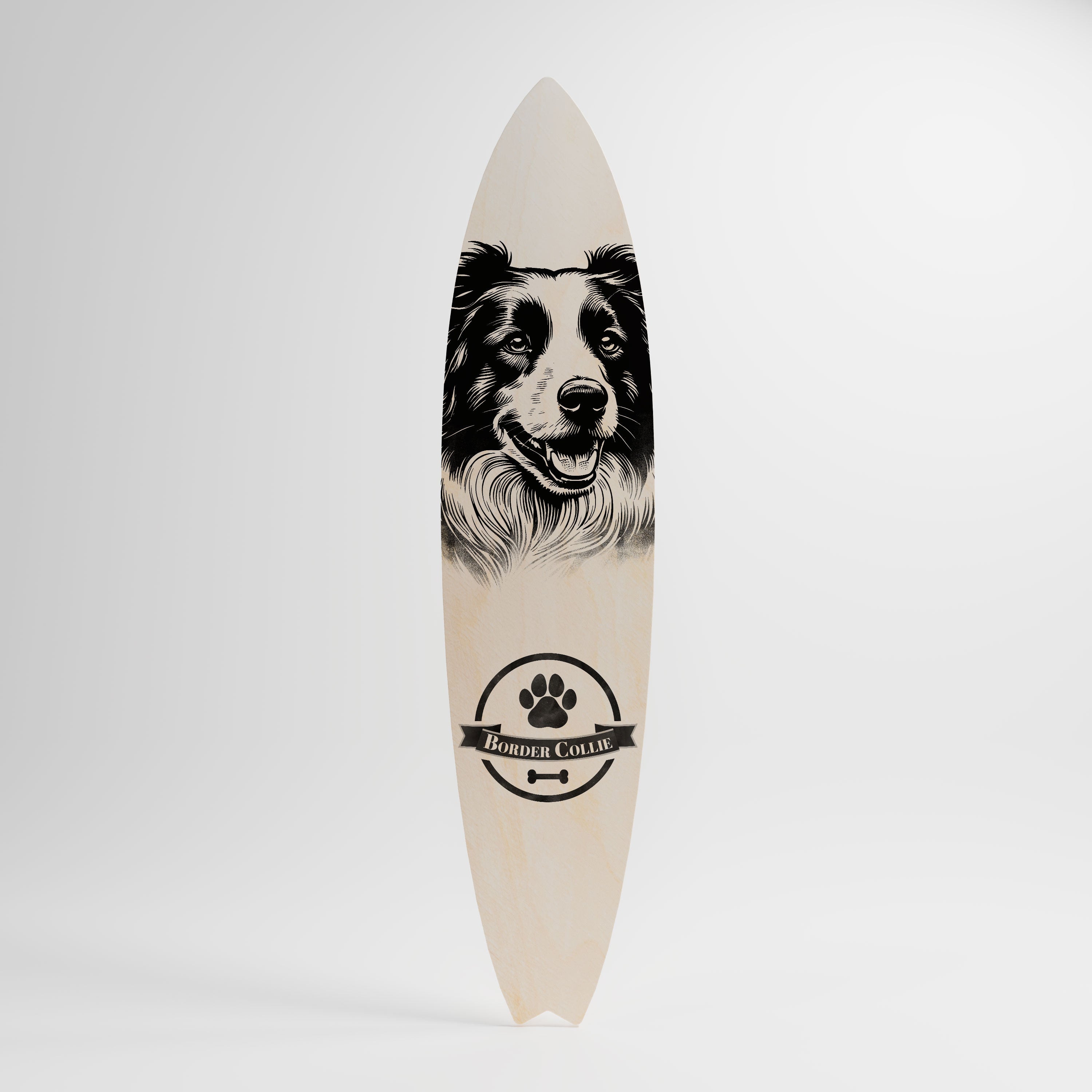 BORDER COLLIE Prancha de surf decorativa em contraplacado