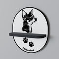 CHIHUAHUA DOG Prateleira Oval Decorativa em Acabamento Preto