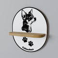 CHIHUAHUA DOG Prateleira Oval Decorativa em Efeito Carvalho