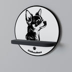 CHIHUAHUA DOG Prateleira Redonda Decorativa em Acabamento Preto