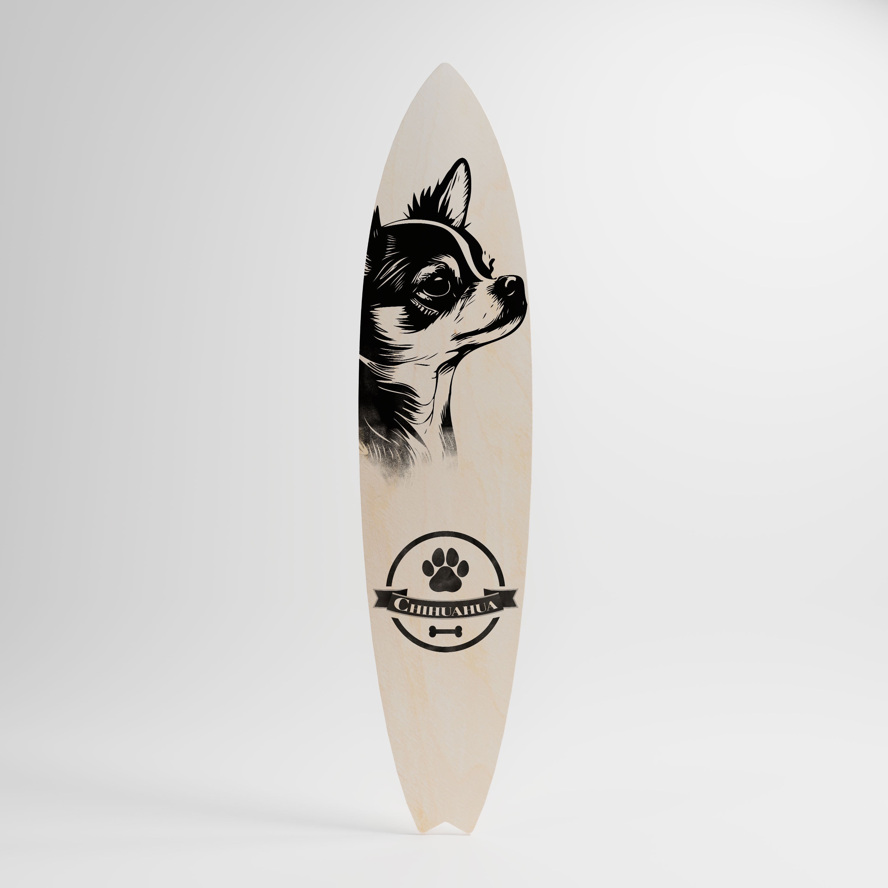CHIHUAHUA DOG Prancha de surf decorativa em contraplacado