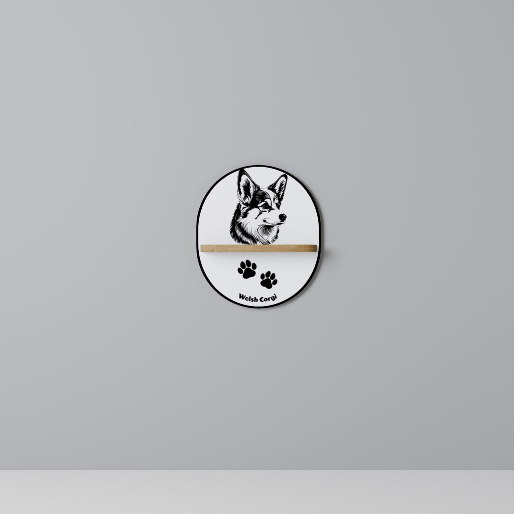 WELSH CORGI PEMBROKE Prateleira Oval Decorativa em Efeito Carvalho