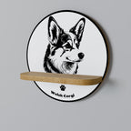 WELSH CORGI PEMBROKE Prateleira Redonda Decorativa em Efeito Carvalho