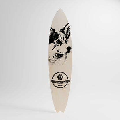 WELSH CORGI PEMBROKE Painel Decorativo Prancha de Surf