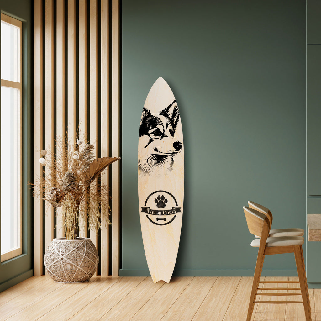WELSH CORGI PEMBROKE Prancha de surf decorativa em contraplacado