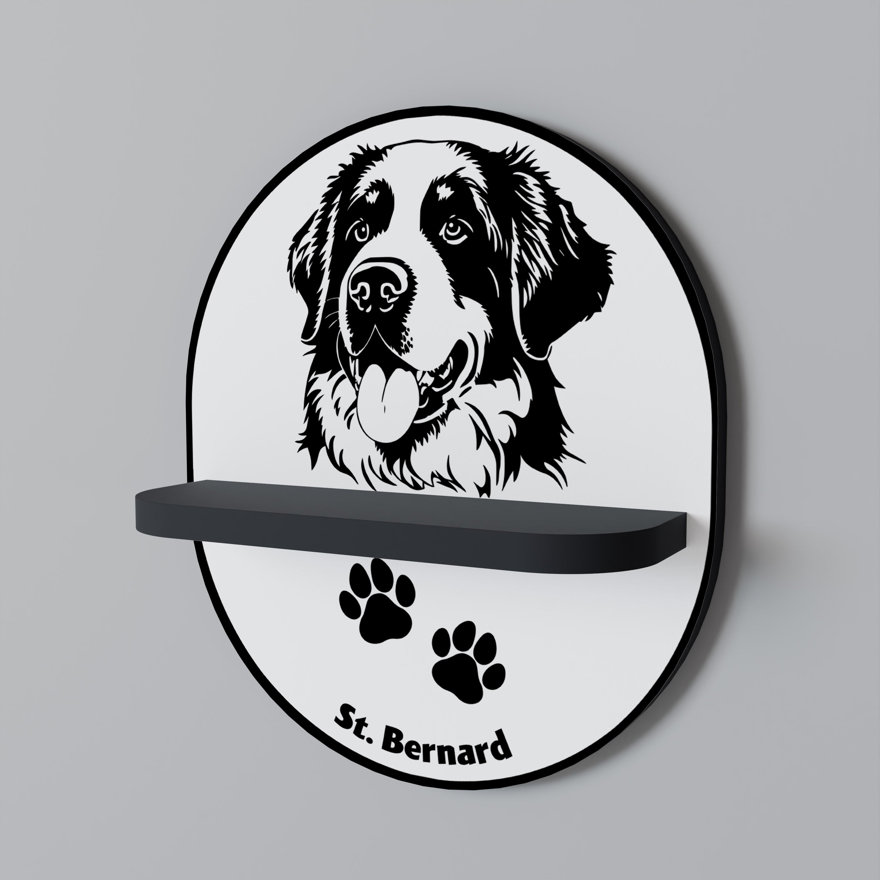 SAINT BERNARD Prateleira Oval Decorativa em Acabamento Preto
