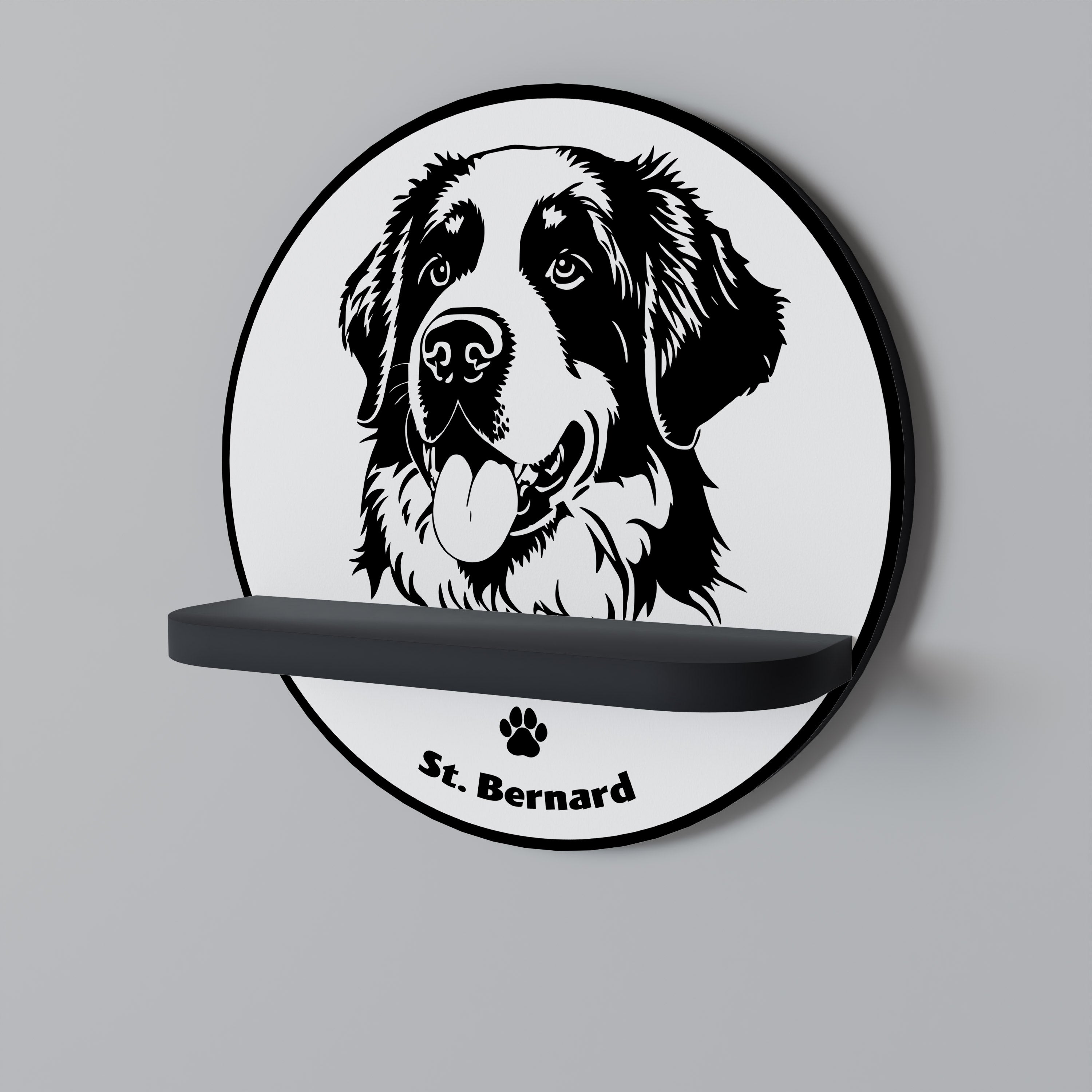 SAINT BERNARD Prateleira Redonda Decorativa em Acabamento Preto