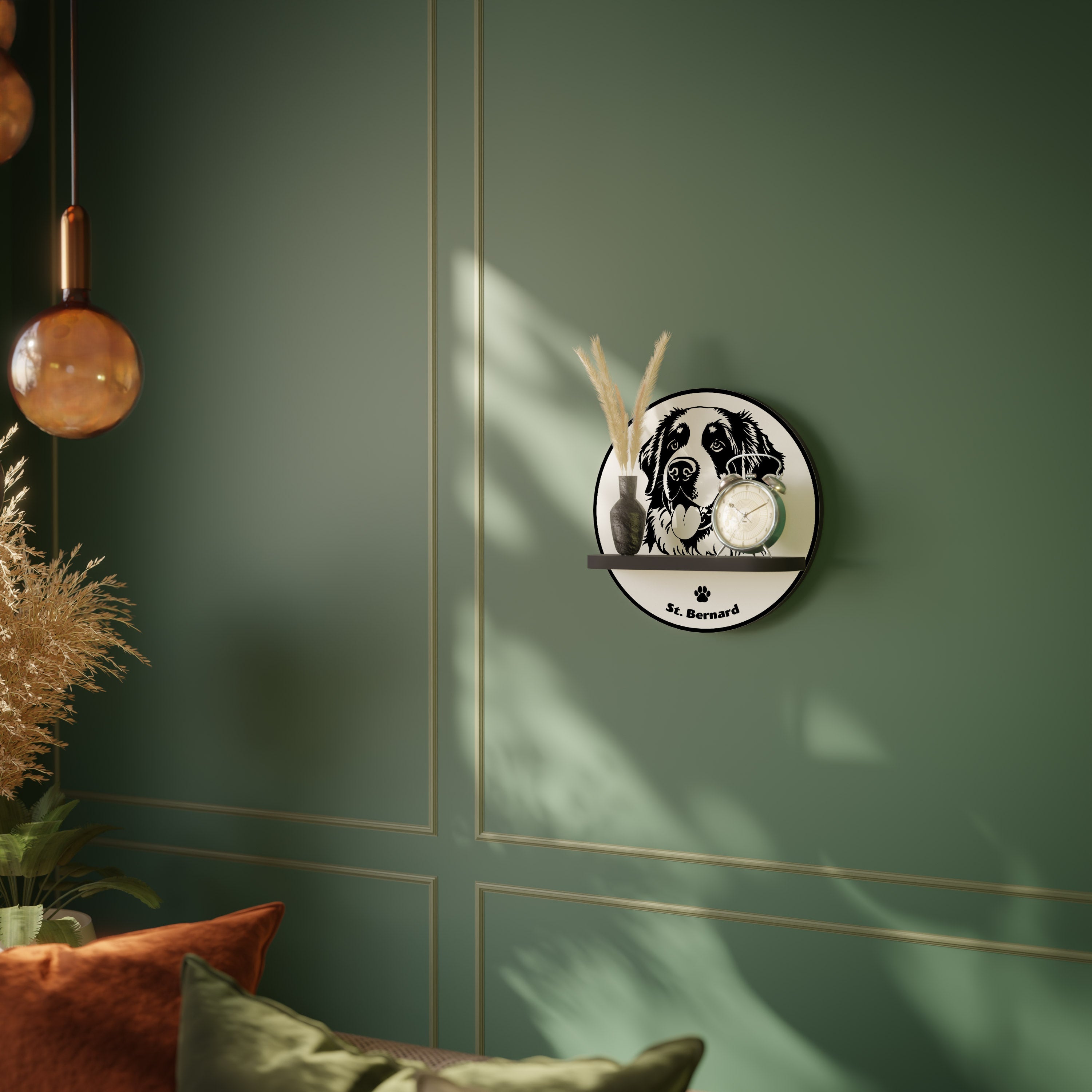 SAINT BERNARD Prateleira Redonda Decorativa em Acabamento Preto