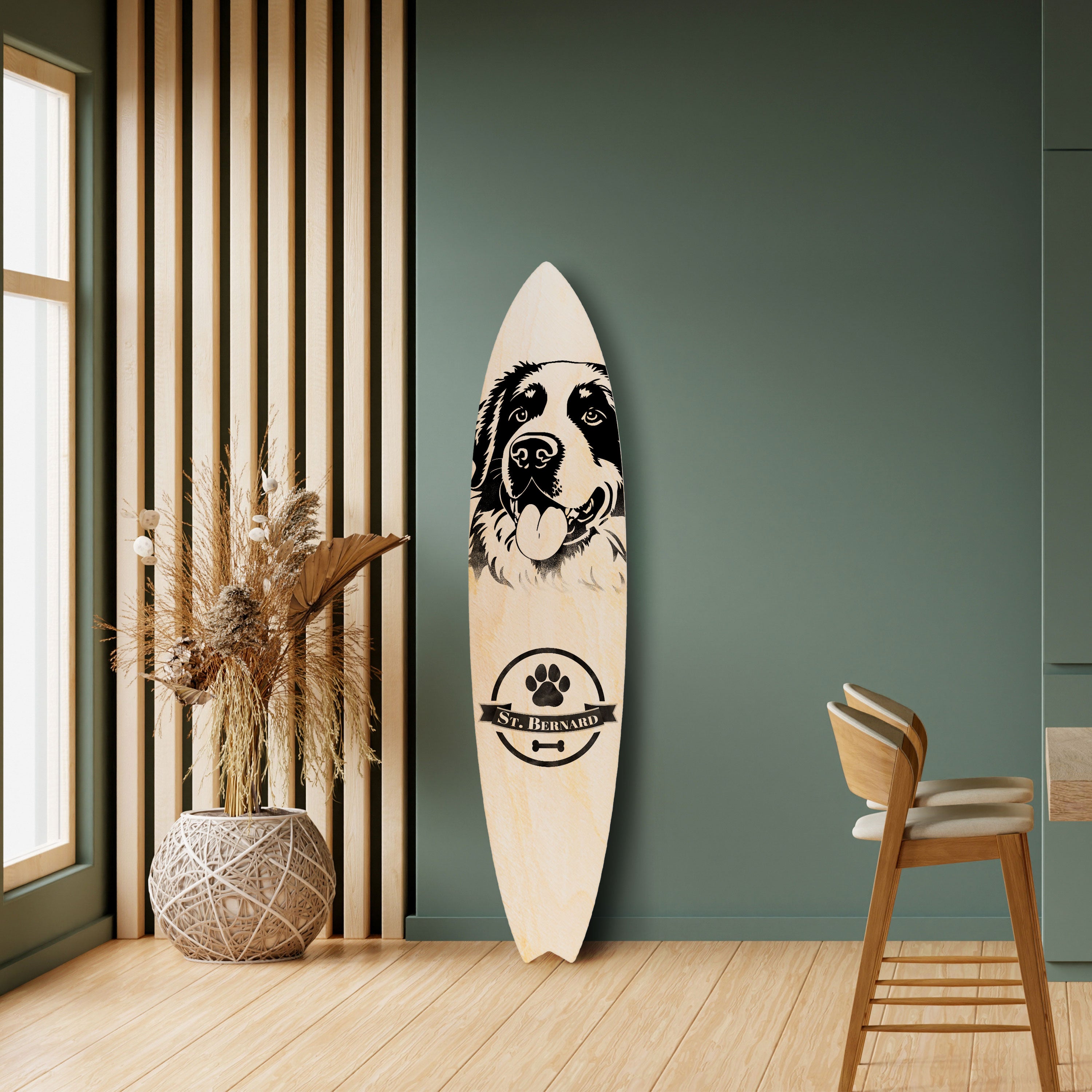 SAINT BERNARD Decorative Plywood Surfboard