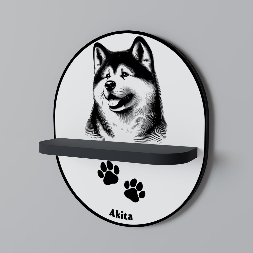 AKITA DOG Prateleira Oval Decorativa em Acabamento Preto