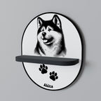 AKITA DOG Prateleira Oval Decorativa em Acabamento Preto