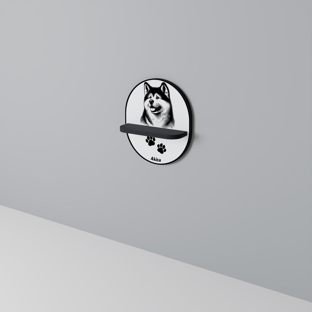 AKITA DOG Prateleira Oval Decorativa em Acabamento Preto