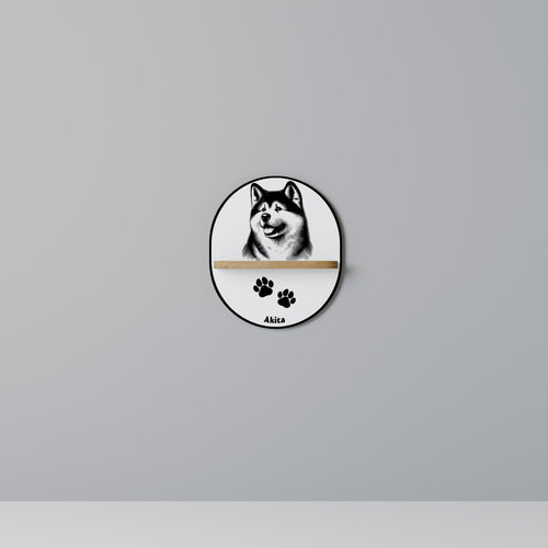 AKITA DOG Prateleira Oval Decorativa em Efeito Carvalho