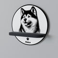 AKITA DOG Prateleira Redonda Decorativa em Acabamento Preto