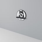 AKITA DOG Prateleira Redonda Decorativa em Acabamento Preto