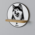 AKITA DOG Prateleira Redonda Decorativa em Efeito Carvalho