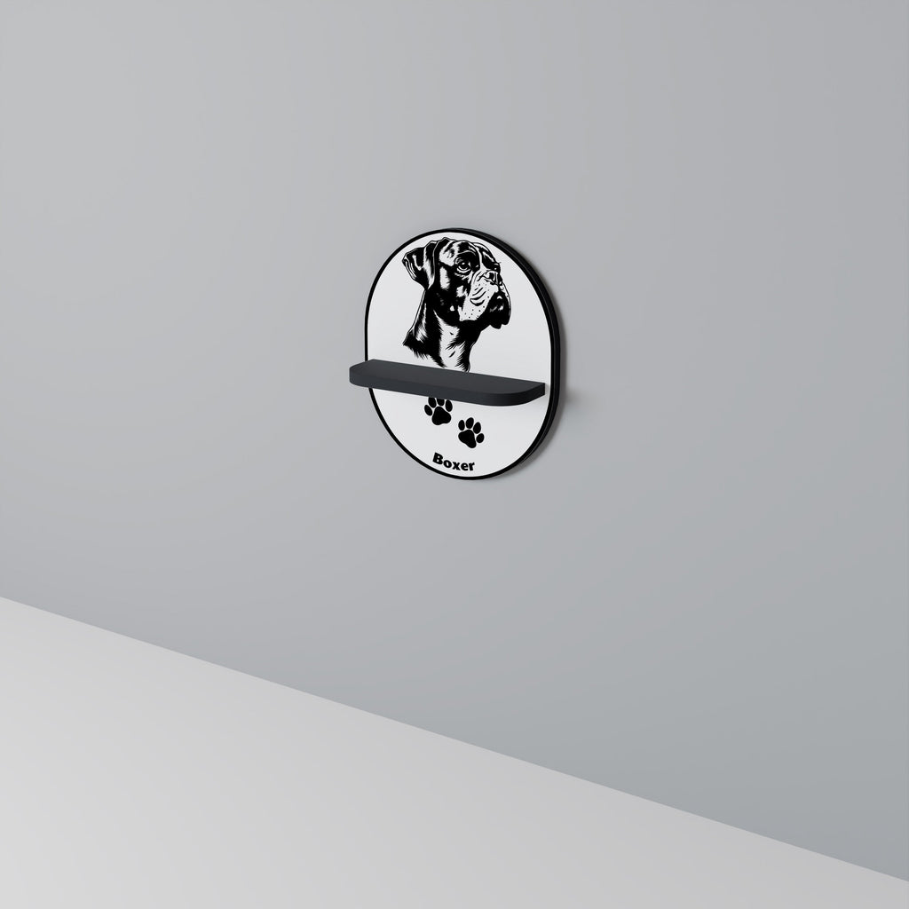 BOXER DOG Prateleira Oval Decorativa em Acabamento Preto