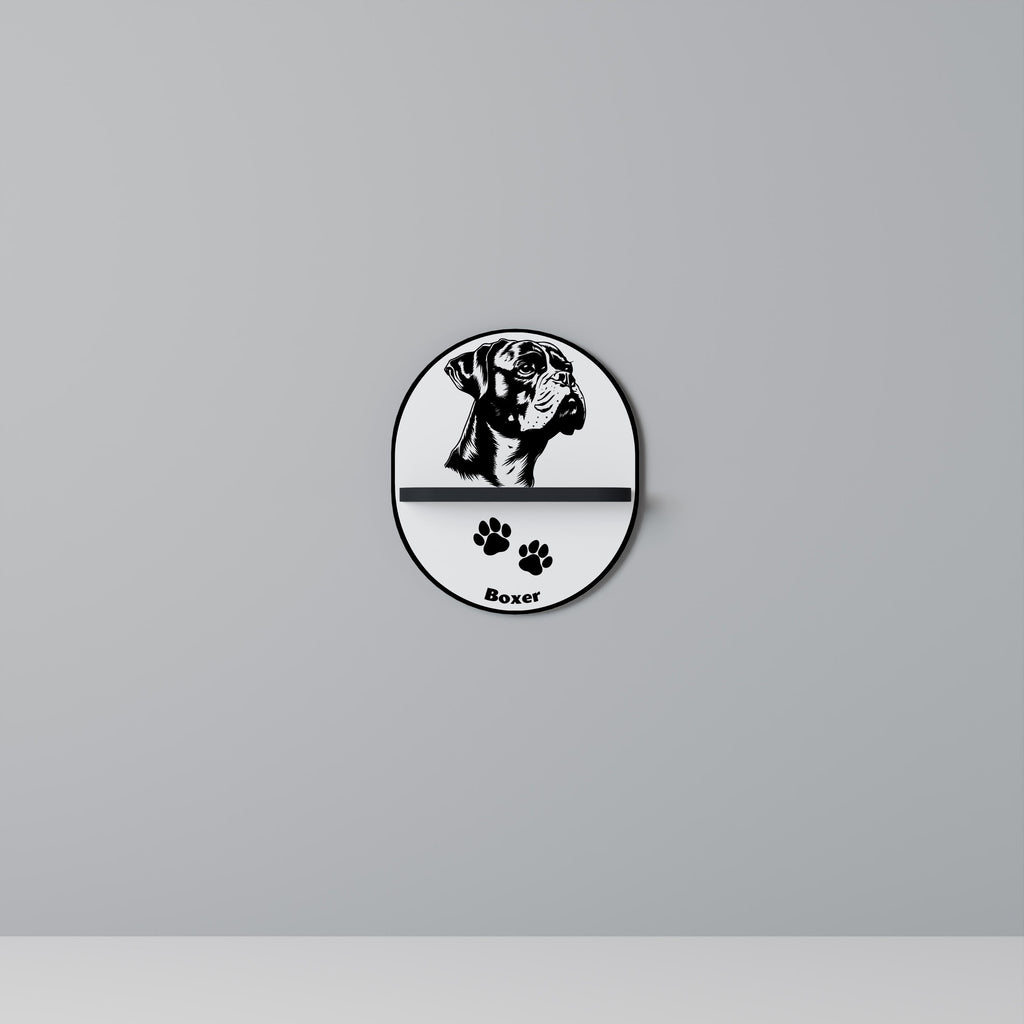 BOXER DOG Prateleira Oval Decorativa em Acabamento Preto