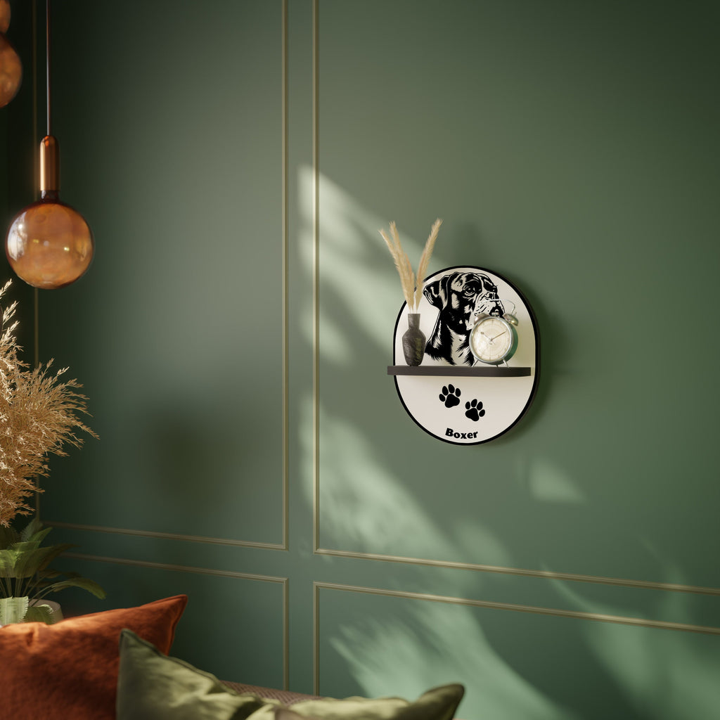 BOXER DOG Prateleira Oval Decorativa em Acabamento Preto