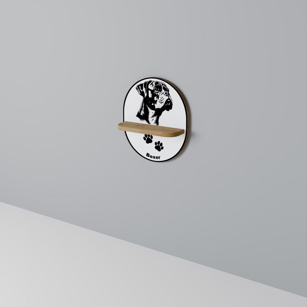 BOXER DOG Prateleira Oval Decorativa em Efeito Carvalho