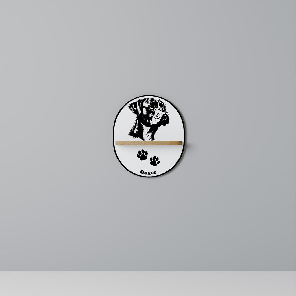 BOXER DOG Prateleira Oval Decorativa em Efeito Carvalho