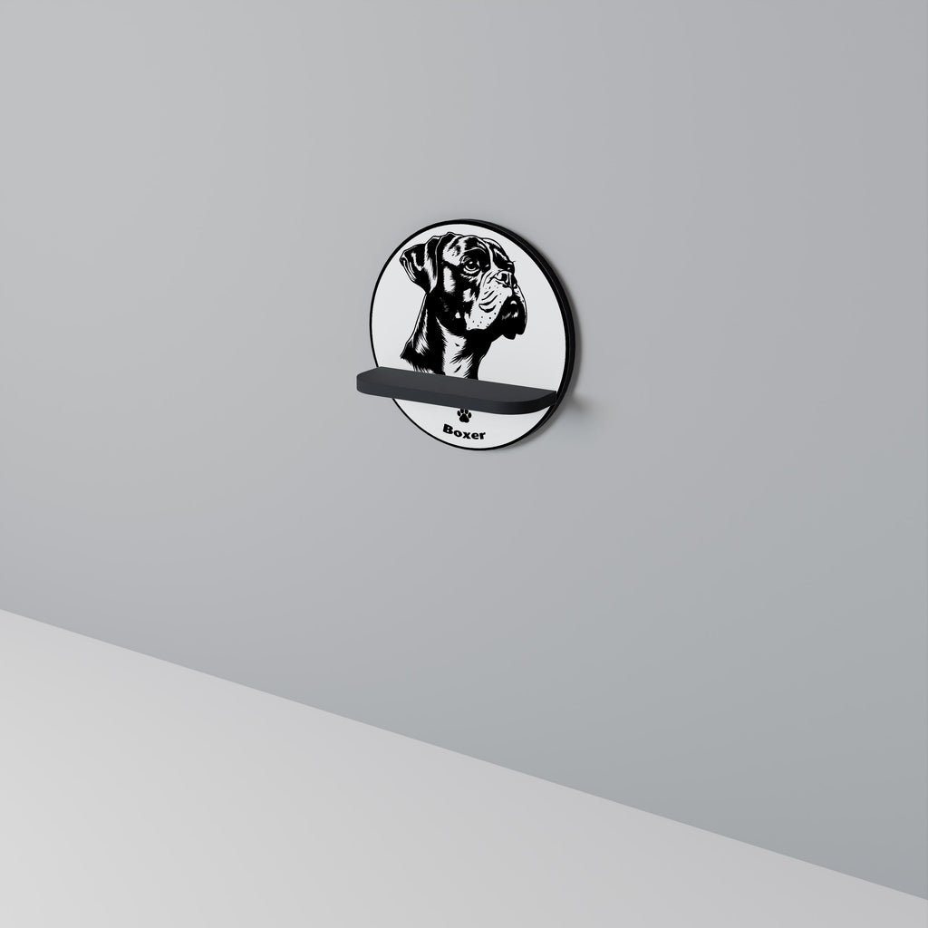 BOXER DOG Prateleira Redonda Decorativa em Acabamento Preto