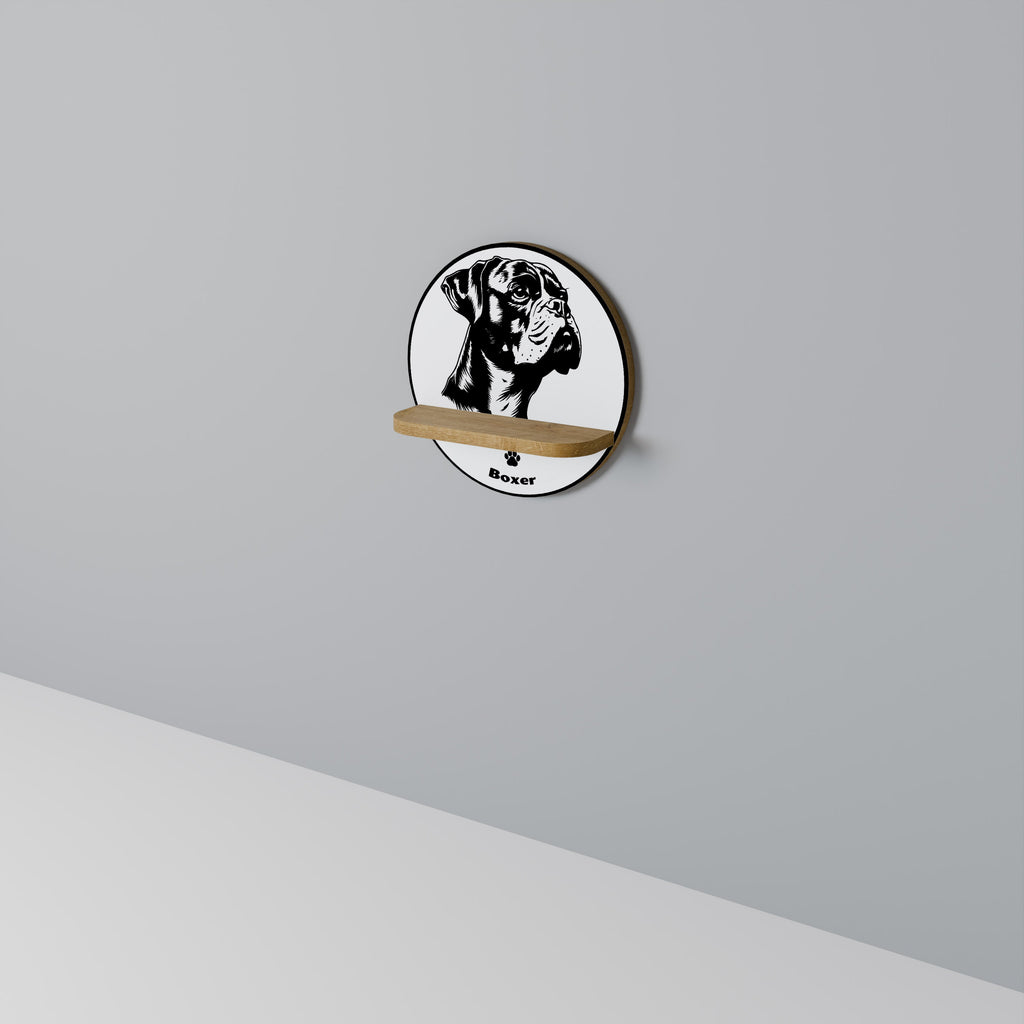 BOXER DOG Prateleira Redonda Decorativa em Efeito Carvalho