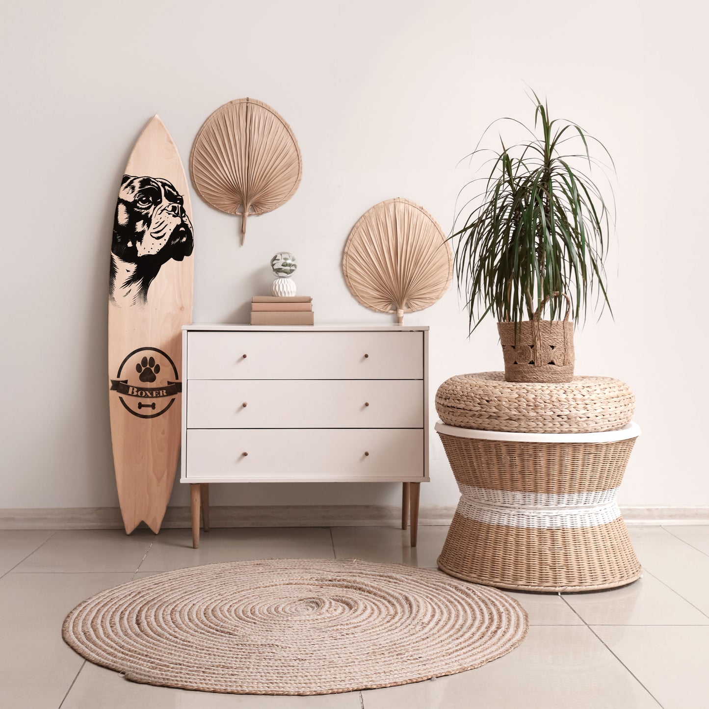 BOXER DOG Painel Decorativo Prancha de Surf