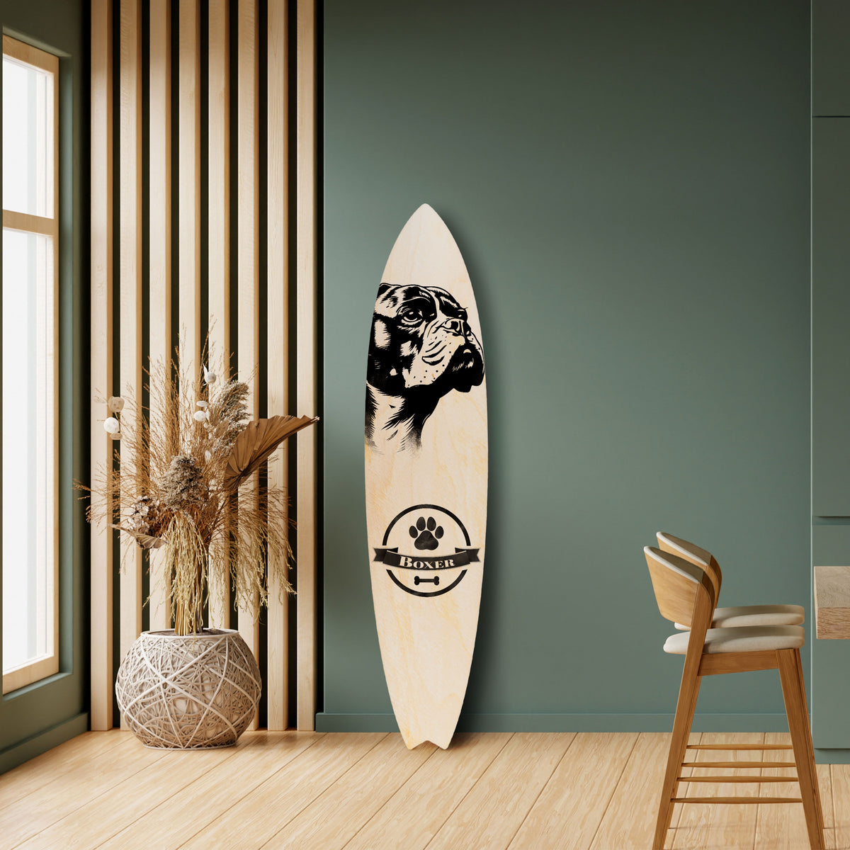 BOXER DOG Painel Decorativo Prancha de Surf