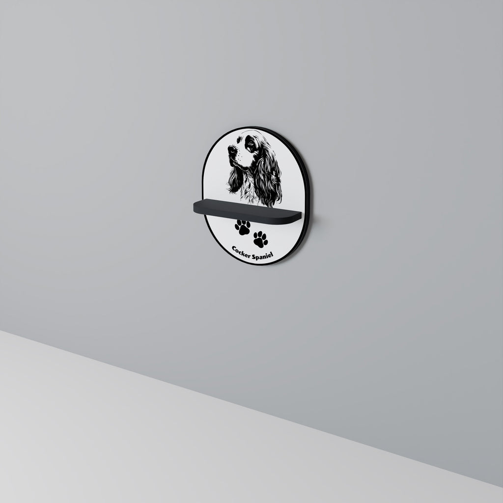 ENGLISH COCKER SPANIEL Prateleira Oval Decorativa em Acabamento Preto