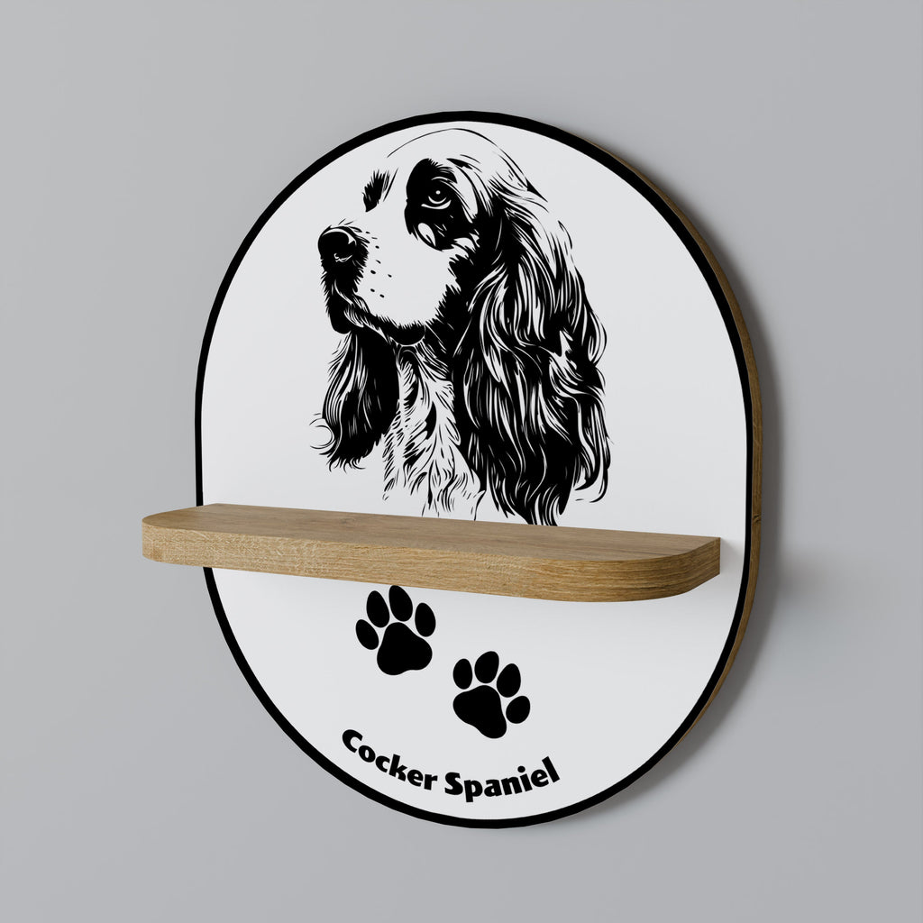 ENGLISH COCKER SPANIEL Prateleira Oval Decorativa em Efeito Carvalho
