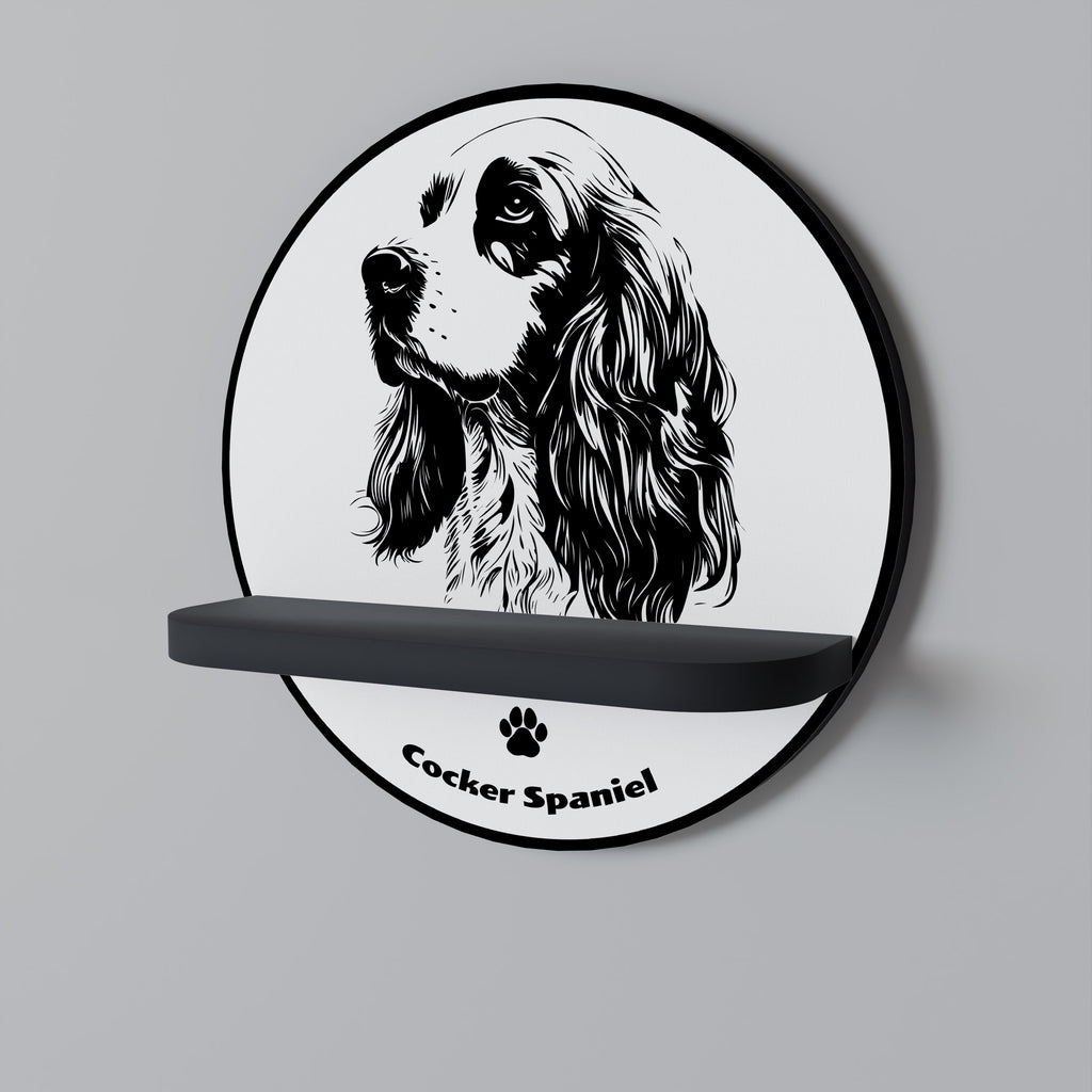 ENGLISH COCKER SPANIEL Prateleira Redonda Decorativa em Acabamento Preto