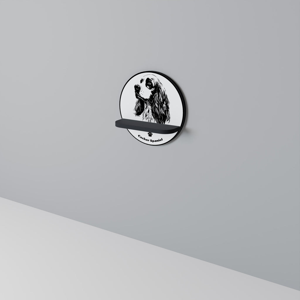 ENGLISH COCKER SPANIEL Prateleira Redonda Decorativa em Acabamento Preto