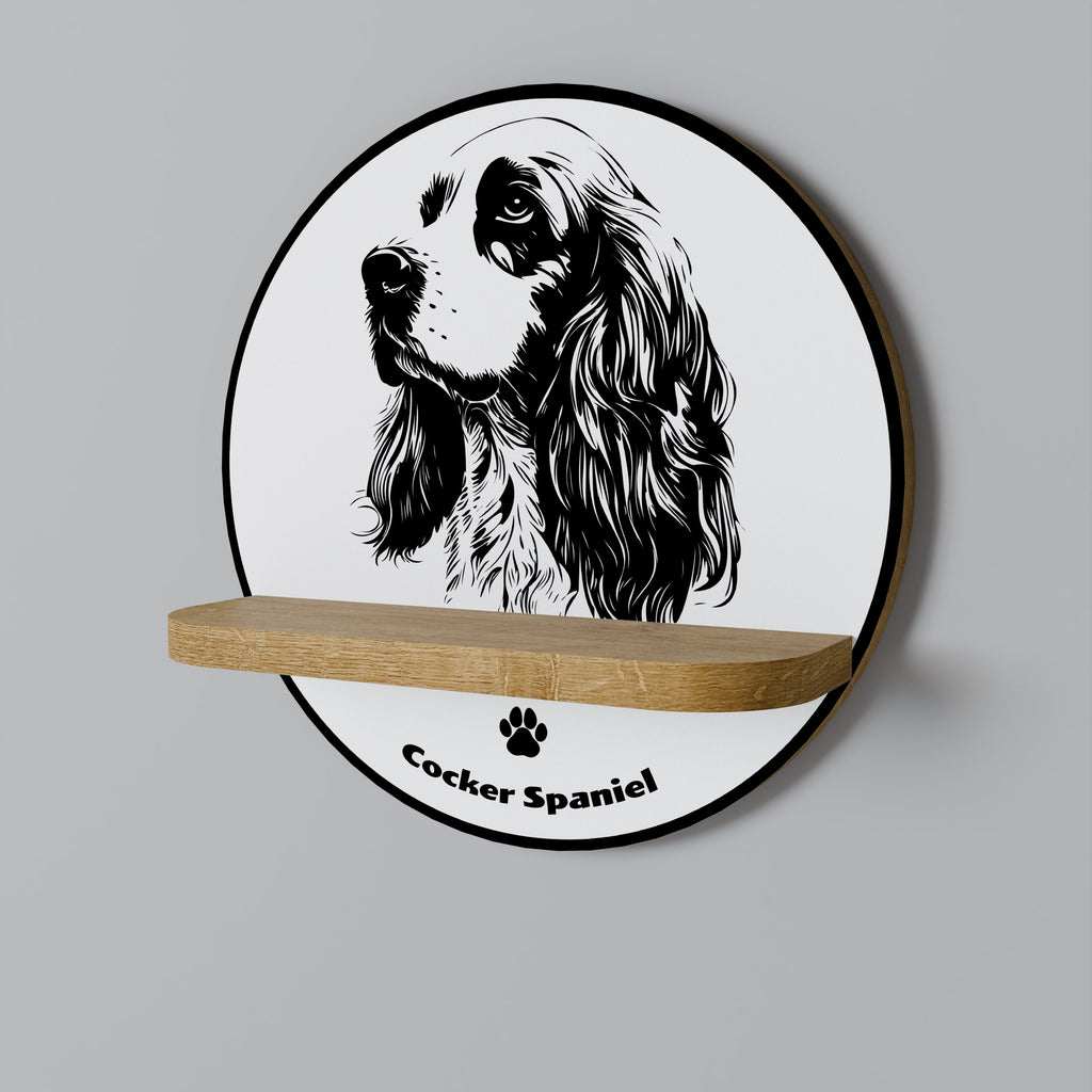 ENGLISH COCKER SPANIEL Prateleira Redonda Decorativa em Efeito Carvalho