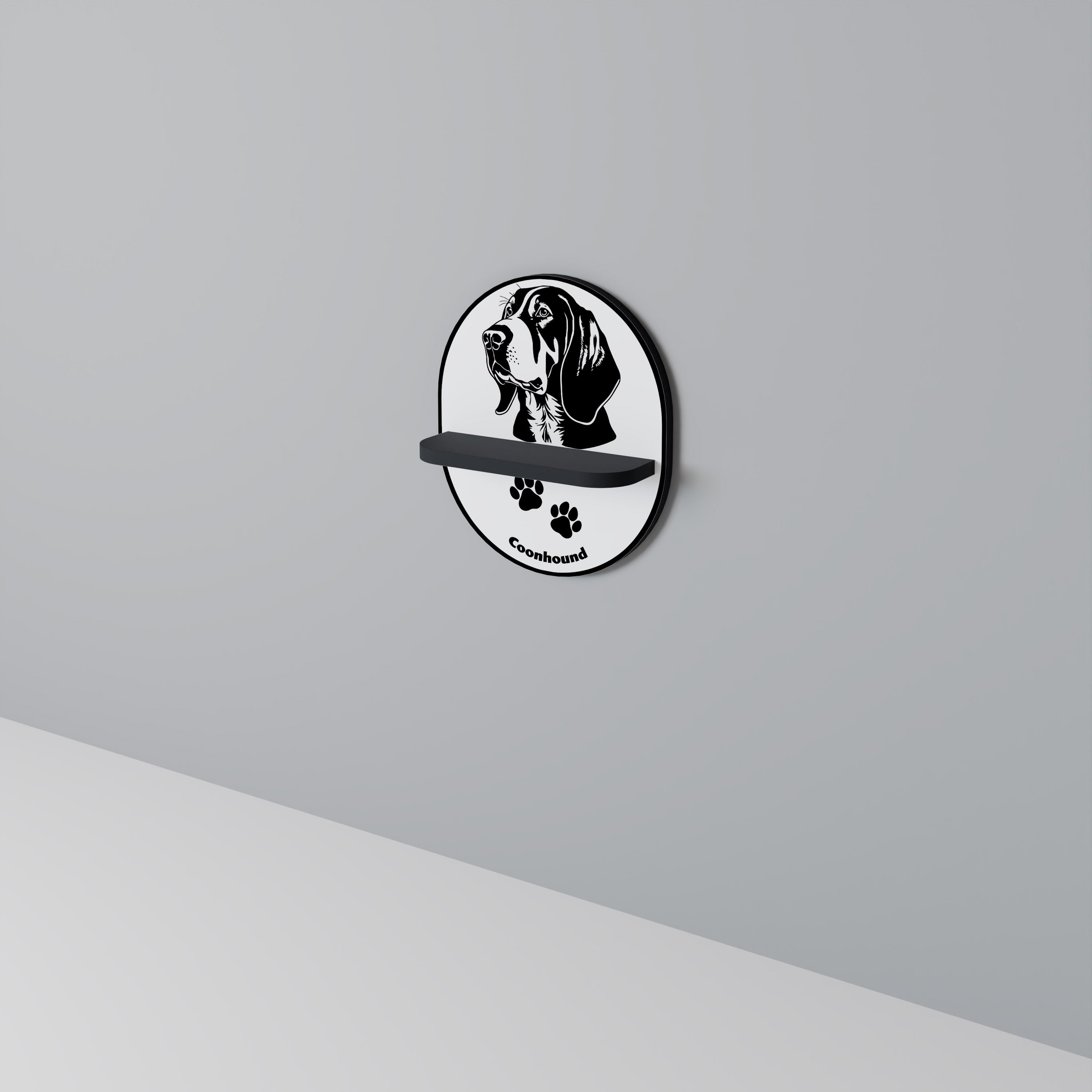COONHOUND DOG Prateleira Oval Decorativa em Acabamento Preto