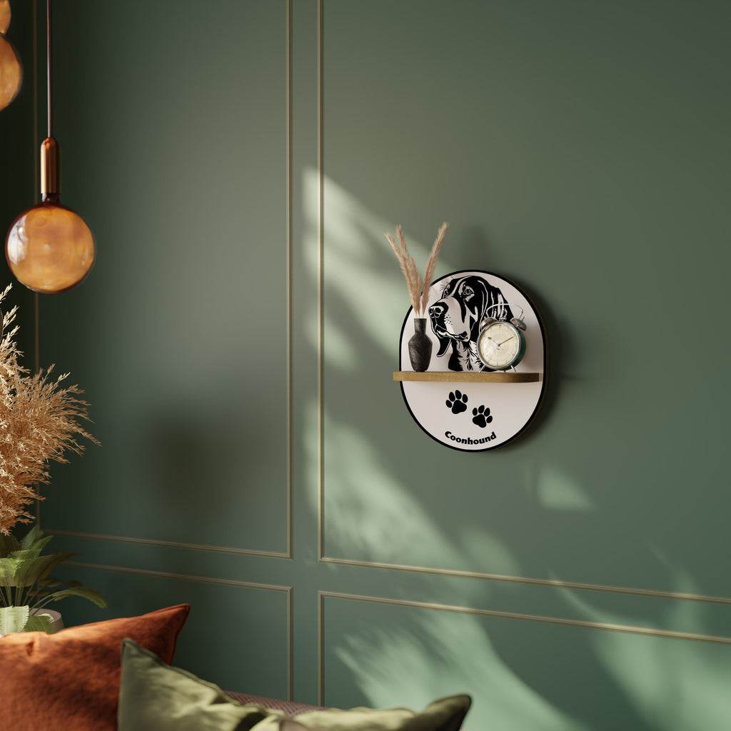 COONHOUND DOG Prateleira Oval Decorativa em Efeito Carvalho