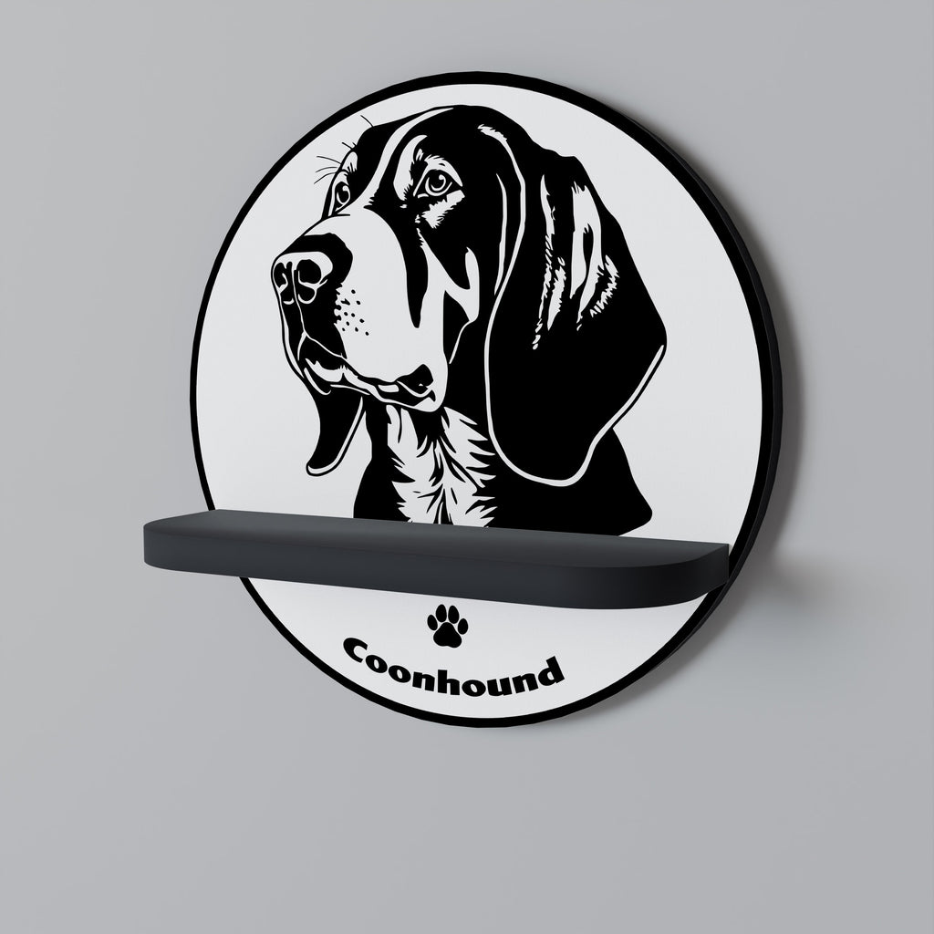 COONHOUND DOG Prateleira Redonda Decorativa em Acabamento Preto