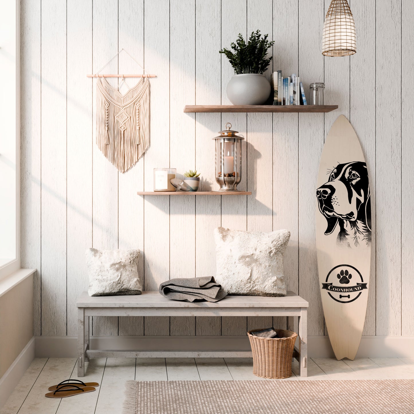 COONHOUND DOG Painel Decorativo Prancha de Surf