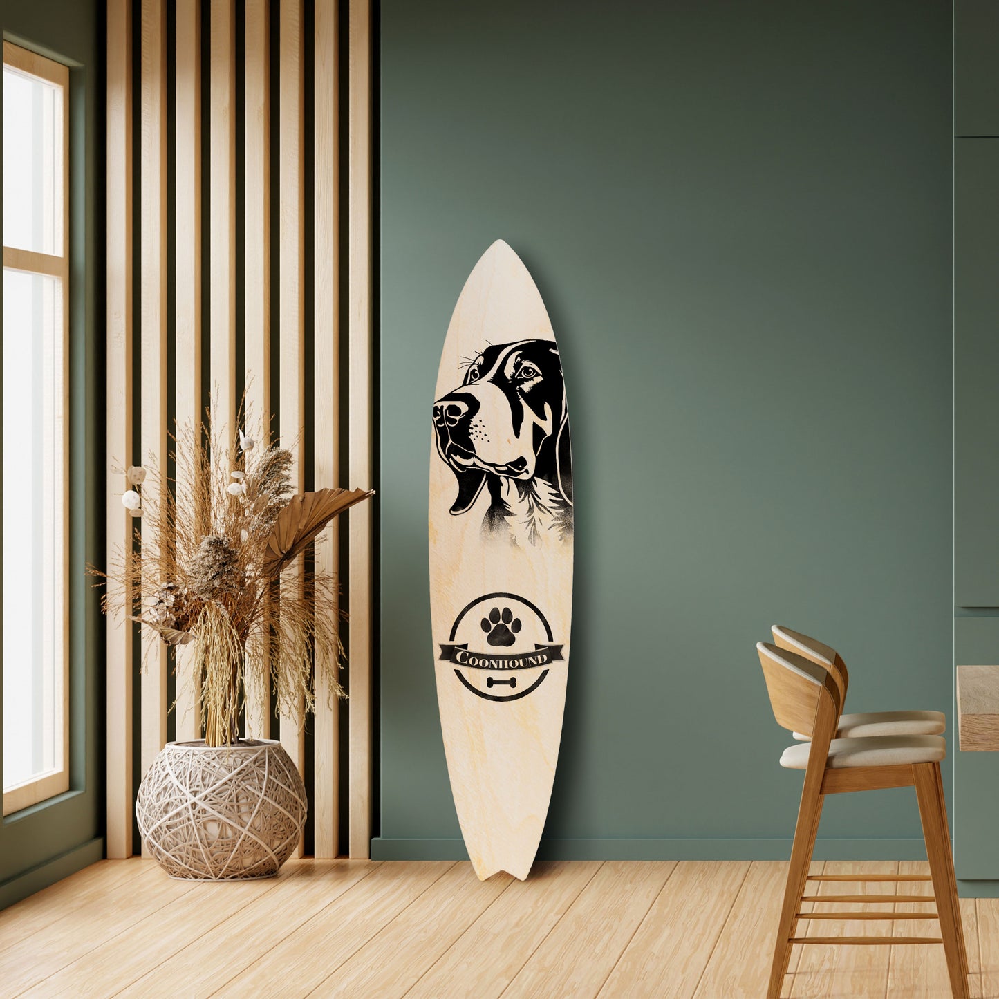 COONHOUND DOG Painel Decorativo Prancha de Surf