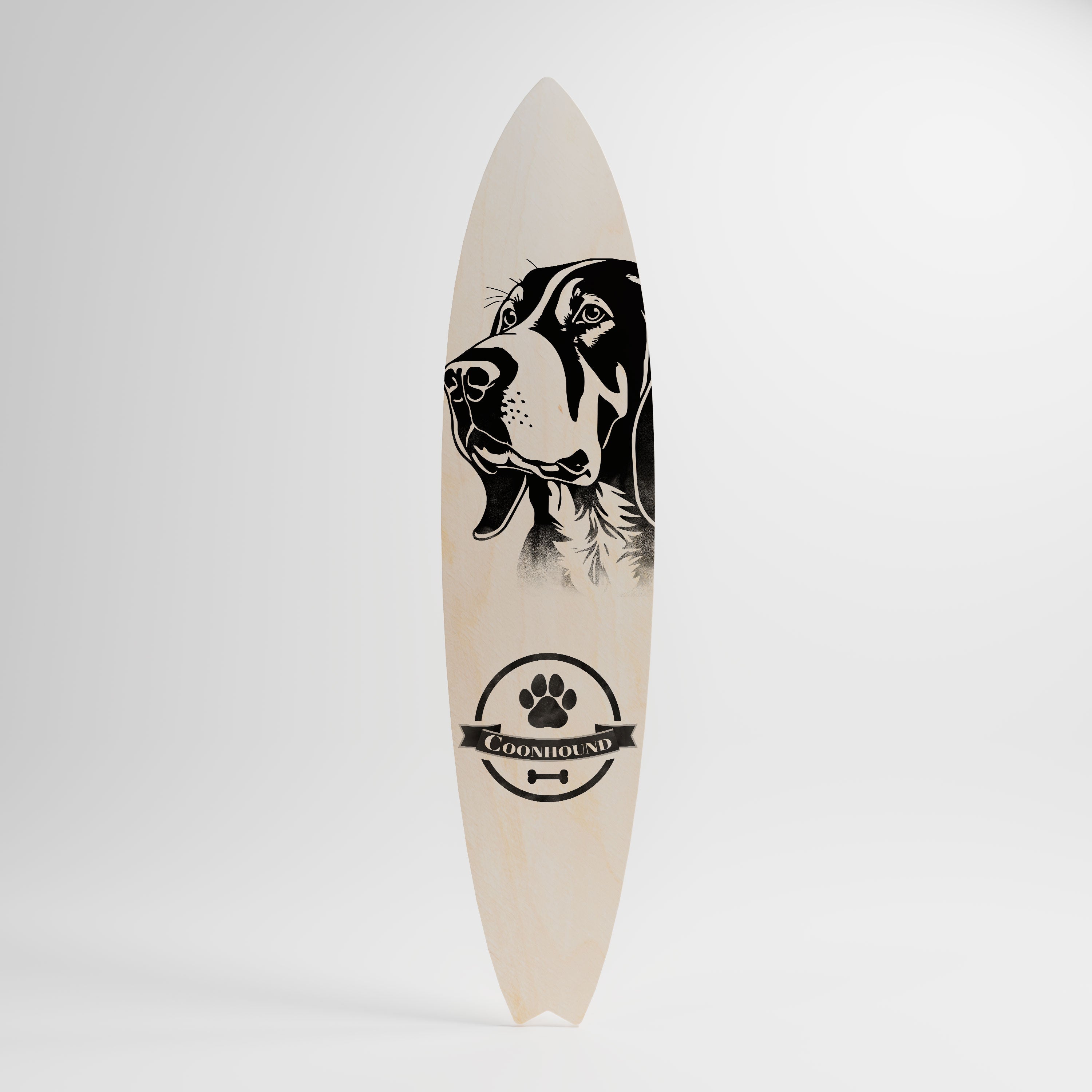 COONHOUND DOG Prancha de surf decorativa em contraplacado