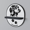 DACHSHUND DOG Prateleira Oval Decorativa em Acabamento Preto