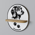 DACHSHUND DOG Prateleira Oval Decorativa em Efeito Carvalho