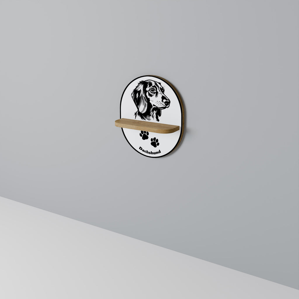 DACHSHUND DOG Prateleira Oval Decorativa em Efeito Carvalho
