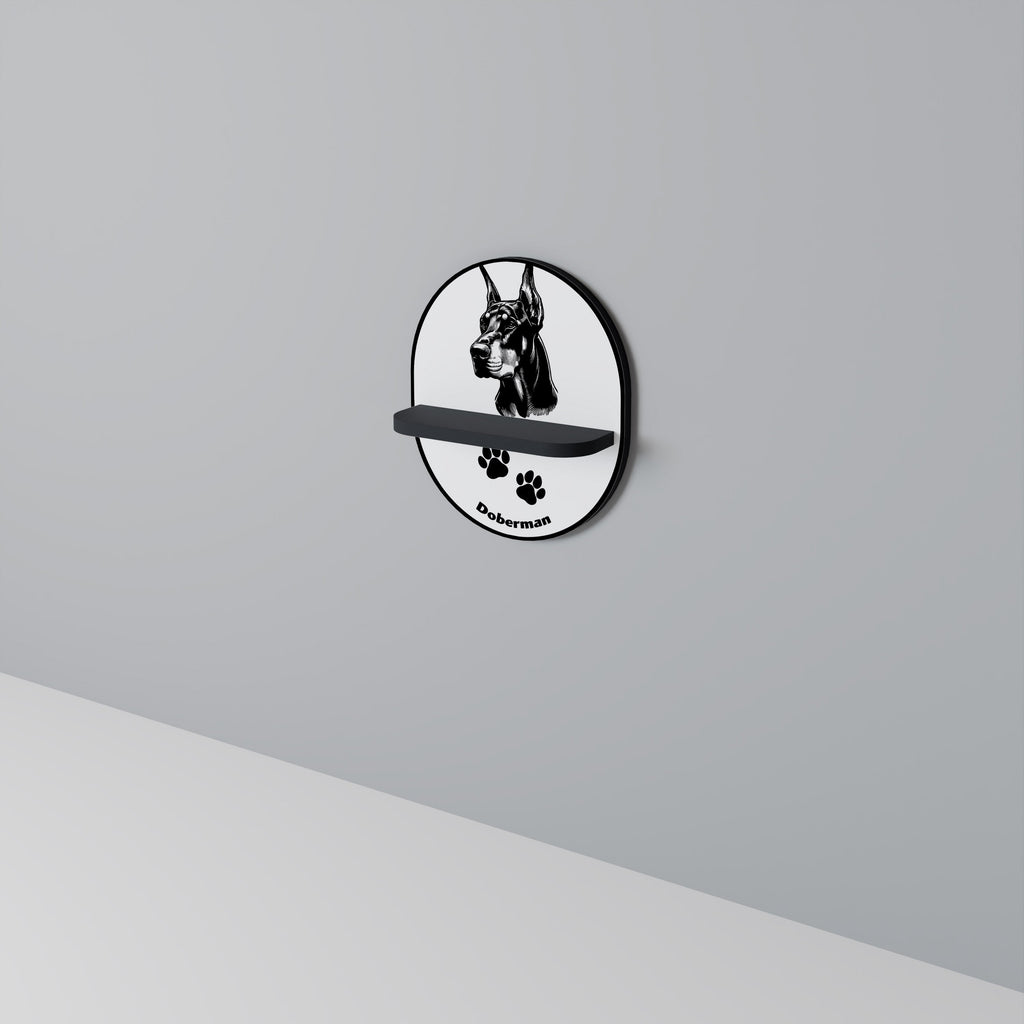 DOBERMAN DOG Prateleira Oval Decorativa em Acabamento Preto