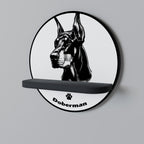 DOBERMAN DOG Prateleira Redonda Decorativa em Acabamento Preto