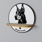 DOBERMAN DOG Prateleira Redonda Decorativa em Efeito Carvalho