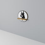 DOBERMAN DOG Prateleira Redonda Decorativa em Efeito Carvalho